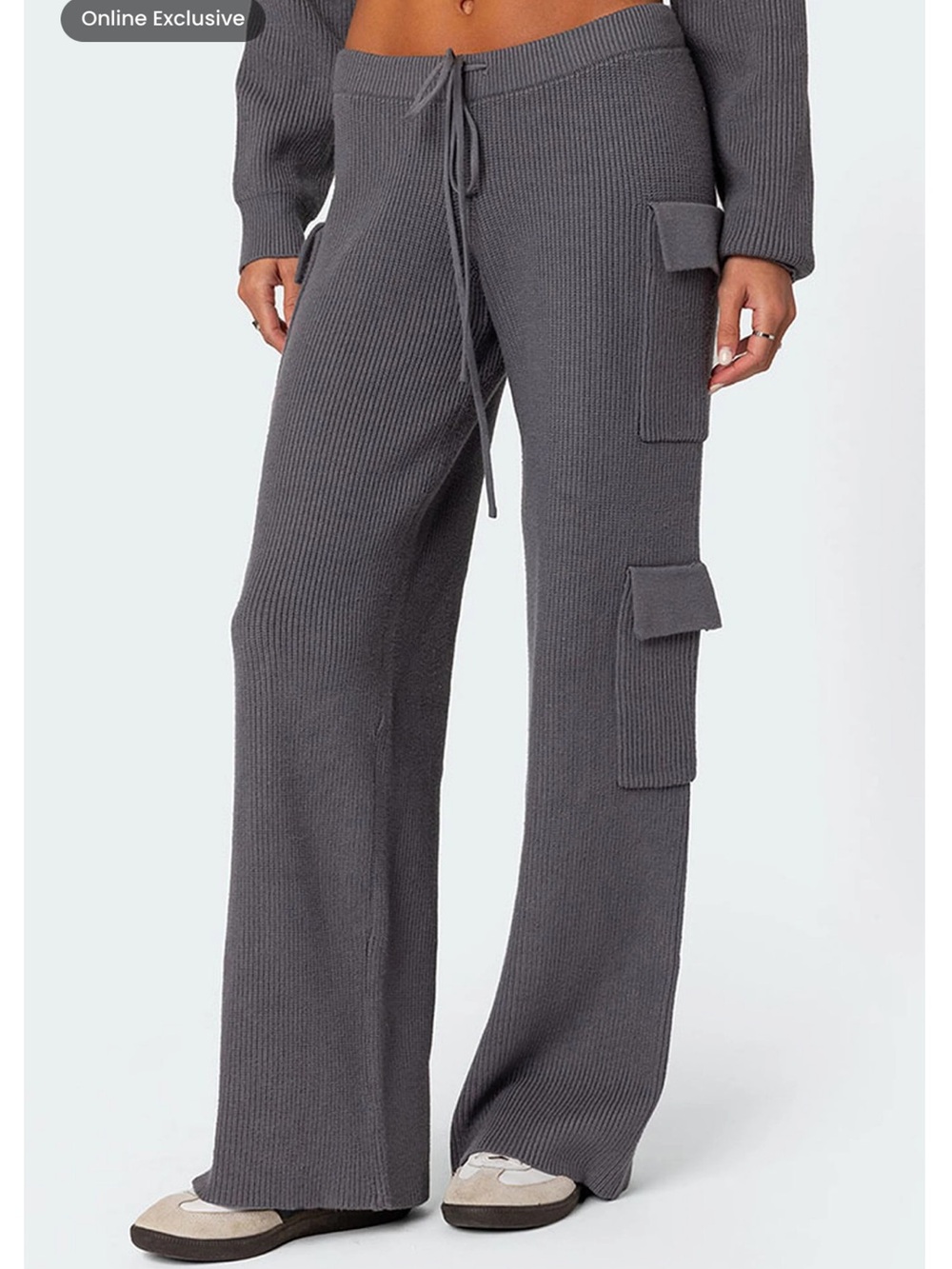 NWT Edikted Wynter Knit Cargo Pants - Gray SIZE XS and M - Picture 3 of 8